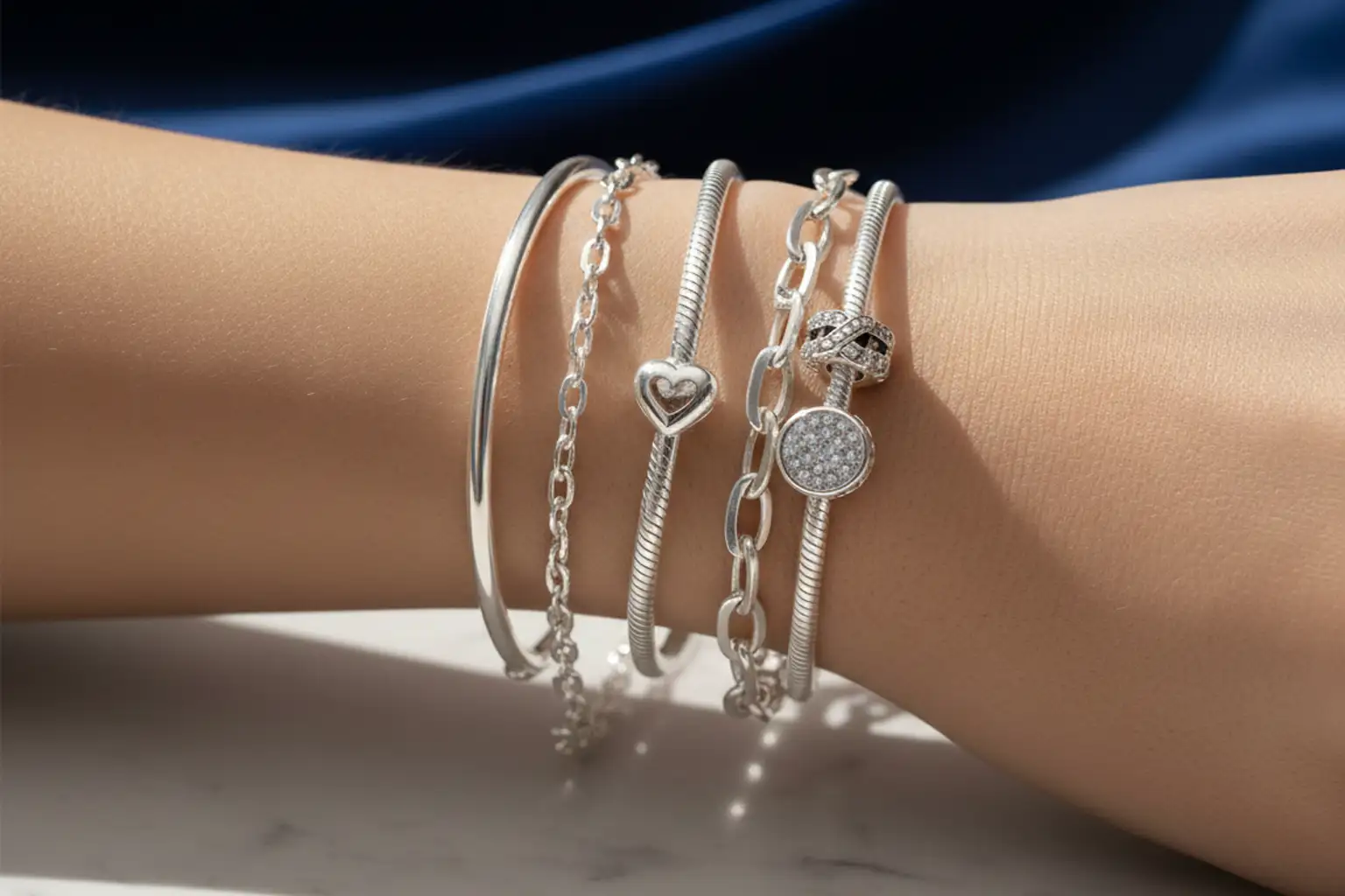 دستبند نقره پاندورا